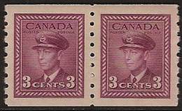 CANADA 1942 3c KGVI Coil Pair SG 392 UNHM NC172 - Unused Stamps