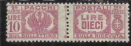 ITALIA REGNO 1946 LUOGOTENENZA PACCHI POSTALI SENZA FASCI L.10 MNH - Postpaketten