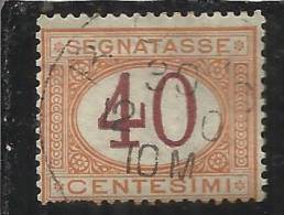 ITALIA REGNO ITALY KINGDOM 1870 - 1874 SEGNATASSE TAXES DUE TASSE CIFRA NUMERAL CENTESIMI 40 TIMBRATO USED - Postage Due