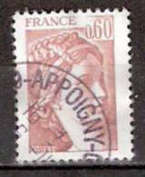 Timbre France Y&T N°2119 (1) Obl. Sabine De Gandon 0 F. 60. Brun-ose. Cote 0.30 € - 1977-1981 Sabine De Gandon