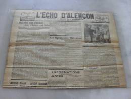 Journal L´Echo D´Alençon  Dimanche 16 Aout  1942 - Français