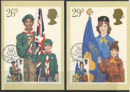Great Britain 1982 (2) Maxi Cards Youth Organization Scouting Special Cancel - Cartes-Maximum (CM)