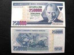 UNC Banknote From Turkey #211 250,000 Lira 1970 (1998) Fortress $3 In Catalogue - Turquie