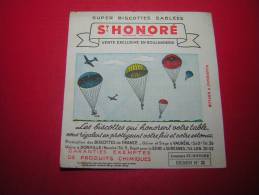 BUVARD SUPER BISCOTTES  SABLEES ST HONORE CONCOURS DESSIN N° 22 PARACHUTISTES - Zwieback