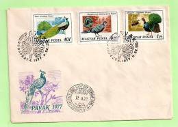 - F.D.C.  HONGRIE N° 2550,52 , 55  Oiseaux ,  PAONS - FDC