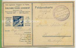 Schweinfurt Kugellagerfabrik Fischer , Um 1910/1920,  Verlag: FELD- POSTKARTE,  Ohne Frankatur, Mit Stempel, 22.9.16 - Schweinfurt