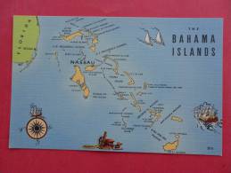 Map-- Bahama Islands  Linen Not Mailed - ---   Ref 856 - Bahamas