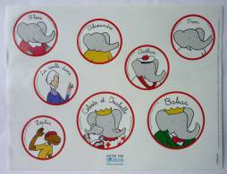 PLANCHE DE 8 AUTOCOLLANTS BABAR ATLAS -  Autocollant - Stickers