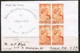 NORTHERN RHODESIA    Scott # 48 (Blk Of 4) On FIRST DAY COVER  (Dec 1 1948) - Rodesia Del Norte (...-1963)