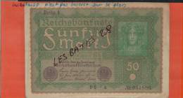 Billets De Banque, Allemagne, Reithe 1, Reichsbanknote, Sünfzig Mark, 50 MARK,  DEC  2019 - 219 - 1 Mark