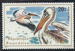 Rwanda 1975 Birds Aves Oiseaux Vegels - Aquatic Birds - Great White Pelican- Pelecanus Onocrotalus MH - Pellicani