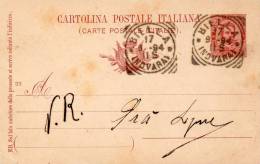 1894  CARTOLINA CON ANNULLO BIELLA NOVARA - Postwaardestukken