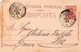 1894 CARTOLINA CON ANNULLO CASTELNUOVO BELBO ASTI - Postwaardestukken