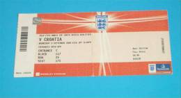 ENGLAND : CROATIA - World Cup 2010. Qualifying Football Match * Ticket Billet Soccer Fussball Futbol Futebol Foot Calcio - Match Tickets