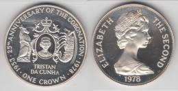 **** TRISTAN DA CUNHA - BRITISH COLONY - 1 CROWN 1978 ELISABETH II - SILVER - ARGENT **** EN ACHAT IMMEDIAT !!! - Colonias