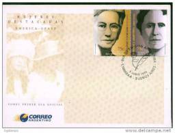 Argentina YT2088-89 FDC Upaep Mujeres Célebres: Rosario Vera Peñaloza (Pedagogía), Julieta Lanteri (Medicina-Física) - FDC