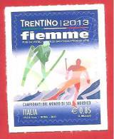 ITALIA REPUBBLICA  - SINGOLO - 2013 - Campionati Del Mondo Di Sci Nordico - Fiemme - € 0,85 - S. ---- - 2011-20: Nieuw/plakker