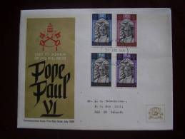 KUT 1969 VISIT Of POPE PAUL VI To UGANDA Issue 4 Values To 2/50  On FDC. - Kenya, Ouganda & Tanzanie