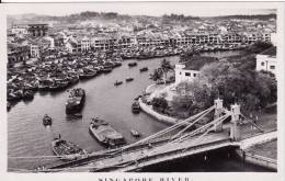SINGAPORE-CHINE-CHINA- ASIE-ASIEN -Carte Photo - River-Boat-Bateau-Pont  -   VOIR 2 SCANS - - Chine