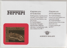 139-Auto-Sport-Cartolina Con Francobollo In Lamina D'oro 999/00 Della Ferrari-Cerificato Bolaffi - Grand Prix / F1