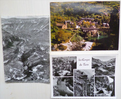 CP Lot 3x St Saint Chely Gorges Du Tarn Eglise Romane Pont Vue Village Voyagé 1984  Arbois Jura - Saint Chely D'Apcher