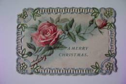 A  MERRY  CHRISTMAS BIGLIETTO  8X 5,5  GREETING CARD FLORAL ANTIQUE LIBERTY  FLOWER   CONDIZIONI COME DA FOTO - Fiori