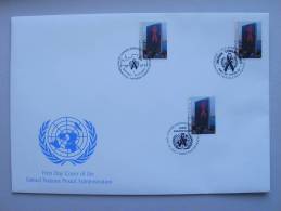 UNO TRIO-FDC (77) AIDS-Bekämpfung Auf Genfer-Cachet - New York/Geneva/Vienna Joint Issues