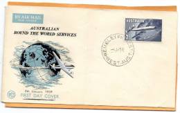 Australian Round The World Series 1958 Cover FDC - Cartas & Documentos