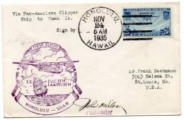 Via Pan American Clipper Honolulu To Guam 1935 Cover - 1c. 1918-1940 Storia Postale