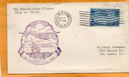 Via Pan American Clipper Hawaii To California 1935 Cover - 1c. 1918-1940 Brieven