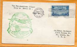 Via Pan American Clipper To Hawaii 1935 Cover - 1c. 1918-1940 Brieven