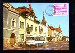 ARCHITECTURE, BUS, CM, MAXICARD, CARTE MAXIMUM, 1972, ROMANIA - Bus