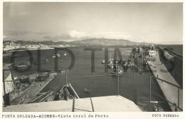 PORTUGAL - AÇORES - SÃO MIGUEL - PONTA DELGADA - VISTA GERAL DO PORTO - 50S REAL PHOTO PC. - Açores