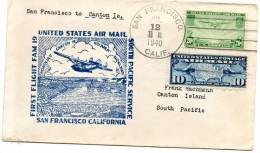 San Francisco To Canton Island 1940 Air Mail Cover - 1c. 1918-1940 Briefe U. Dokumente