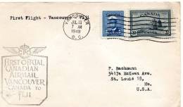 First Flight Vancouver To Fiji 1949 Cover - Eerste Vluchten