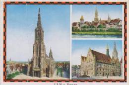 Ulm Donau Seltene MB-Karte 3 X Rathaus Panorama Rahmen 8.4.1954 - Ulm
