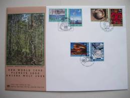 UNO-New York TRIO-FDC (58), Unsere Welt Im Jahre 2000 Auf Genfer-Cachet - Emisiones Comunes New York/Ginebra/Vienna