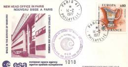 ESA  Nouveau Siège Enveloppe Illustrée Numérotée Cachet Esa Oblitérée PARIS Du 14/2/1977 - Europe