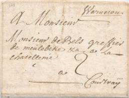 592/20 - Lettre Précurseur 1757 WARNETON Vers CCOURTRAY - Manuscrit WWarneton - Port 2 à L´encre - 1714-1794 (Paesi Bassi Austriaci)