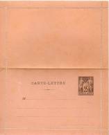 FRANCE ENTIER POSTAL CARTE LETTRE 25c NOIR TYPE SAGE - Cartoline-lettere