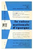 Publicité PTT - CAISSE D´EPARGNE Des Années 60 - Bank En Verzekering