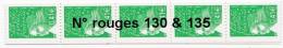 France Neuf ***     Roulette N° 98 De 10 Timbres Avec N° Rouges 130 & 135 - Rollo De Sellos