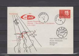 Midnight Sun Flight - Forsta Flygning - Kiruna-Bardufoss - Kirkenes - 2-6-1963 - Storia Postale