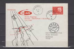 Midnight Sun Flight - Forsta Flygning - Kiruna-Bardufoss - Kirkenes - 2-6-1963 - Storia Postale