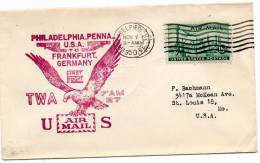 TWA First Flight Philadelphia PA USA To Frankfurt Am Main 1950 Air Mail Cover - 2c. 1941-1960 Covers