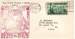 TWA First Flight New York USA To Milan Italy 1950 Air Mail Cover - 2c. 1941-1960 Covers