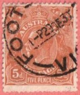 AUS SC #75  1929 King George  V  ("FOOT... VI[C] / 29 DE 30") W/some Nibbed Perfs @ B, CV $7.00 - Usati