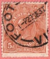 AUS SC #75  1929 King George  V  ("FOOT... VI[C] / 29 DE 30") W/some Nibbed Perfs @ B, CV $7.00 - Used Stamps