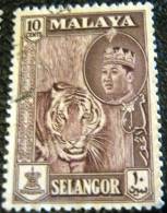 Malaysia 1961 Selangor Tiger Sultan Salahuddin Abdul Aziz Shah 10c - Used - Selangor