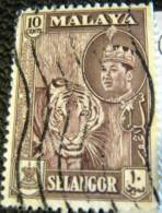 Malaysia 1961 Selangor Tiger Sultan Salahuddin Abdul Aziz Shah 10c - Used - Selangor